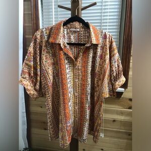 Vintage-Inspired Multicolor Button Down Shirt
